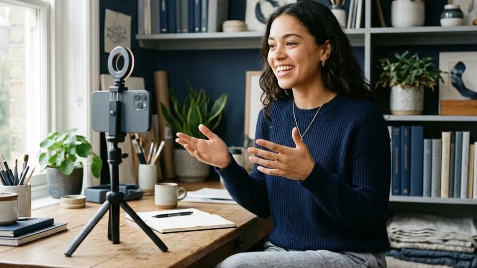 A creator filming a short video on a phone